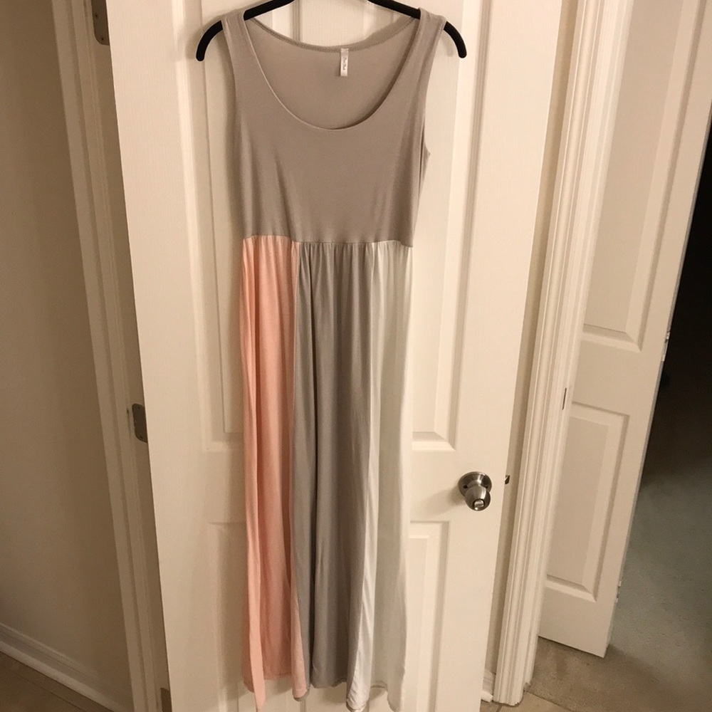 PinkBlush Colorblock Taupe Pink Maternity Dress